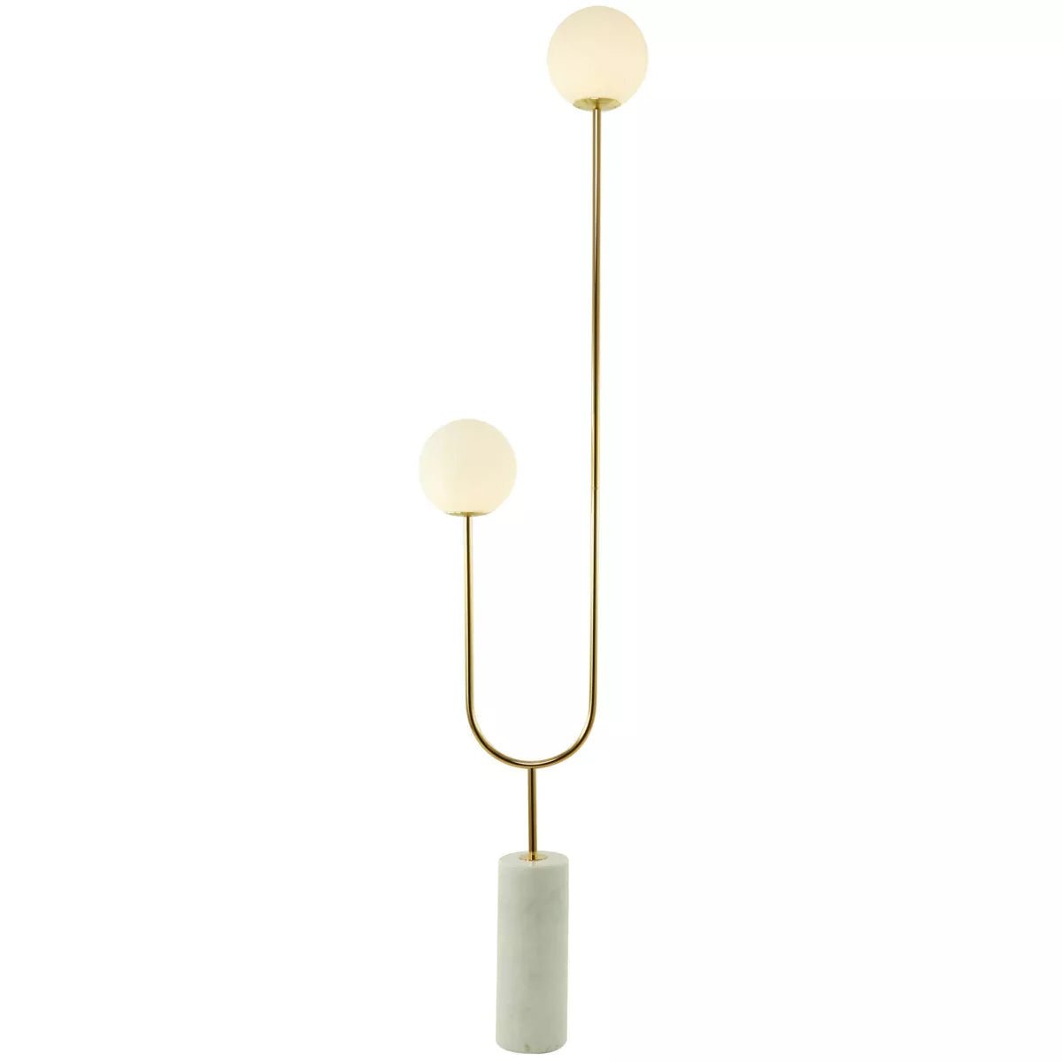 2-Light Marble Orb Floor Lamp with Marble Base