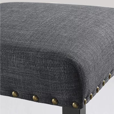Biony Fabric Dining Chairs with Nailhead Trim, Gray, Set of 4