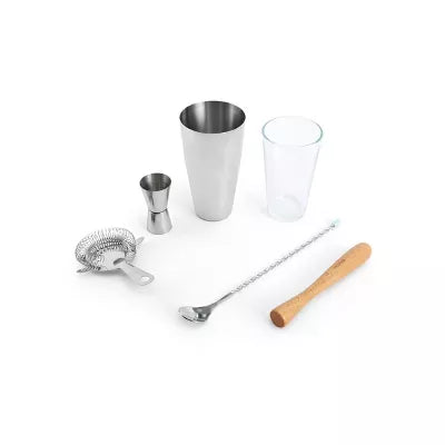 4pc Bar Tool Set (Shaker, Strainer, Muddler, Stirring Spoon)