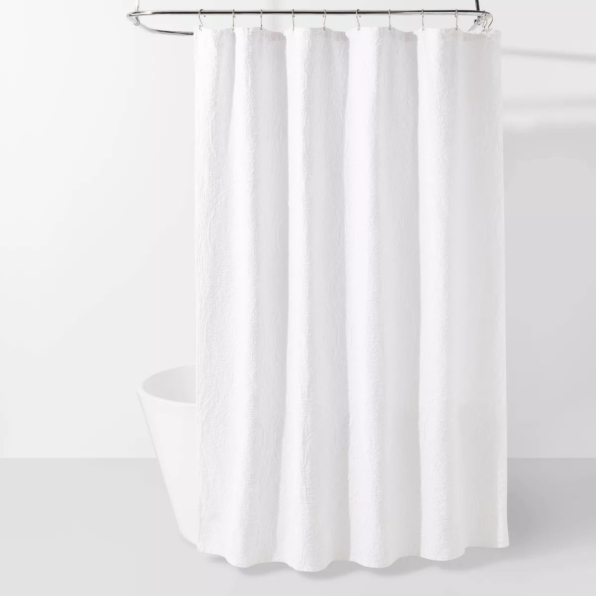 Matelasse Medallion Shower Curtain White