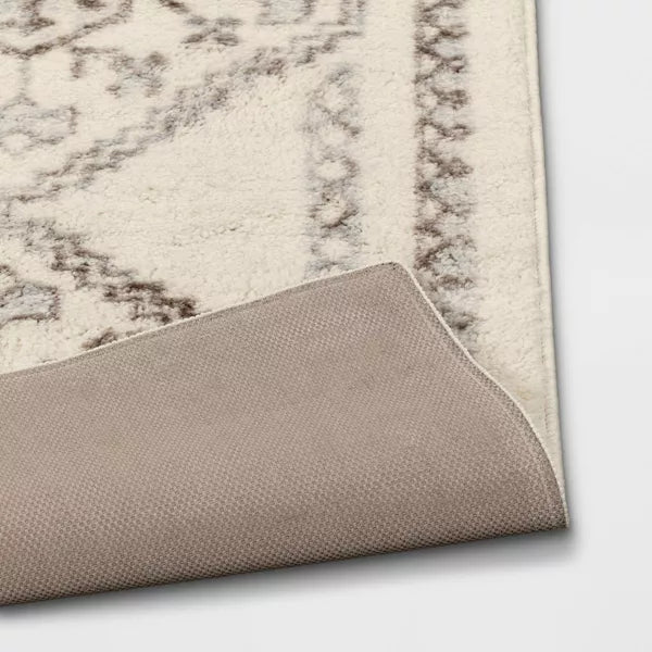 Washable Distressed Persian Accent Rug Cream - 2'x7' Runner