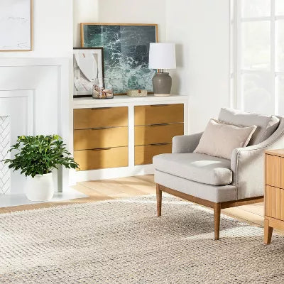 Malibu Woven Jute Rug with Fringe Cream/Gray - 5'x7'