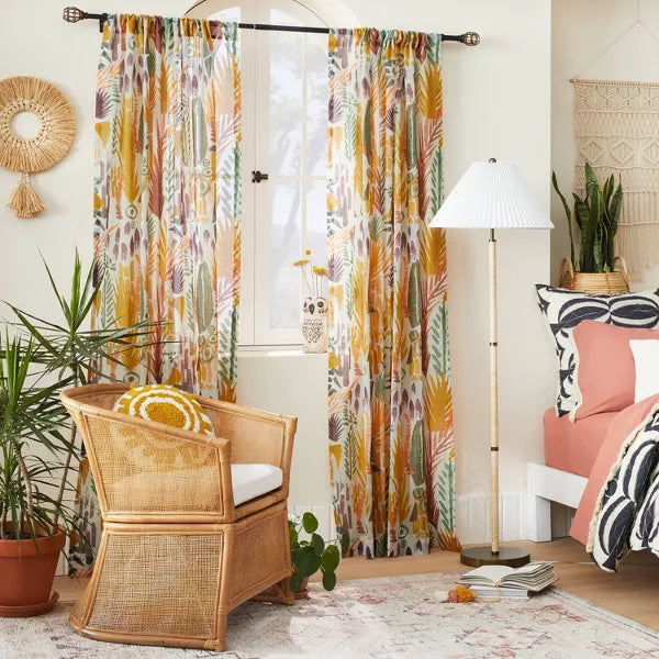 2pcs Sheer Burnout Window Curtain Panel