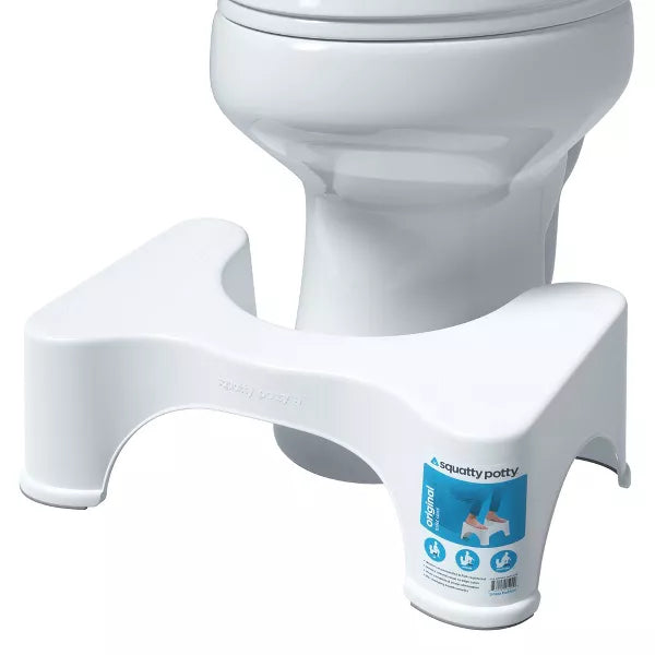 The Original Bathroom Toilet Stool White : Microfiber, Machine Washable, Non-Slip Backing