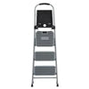3 Step All Steel Step Stool with Tray: Folding Ladder, Silver, 3 Rungs