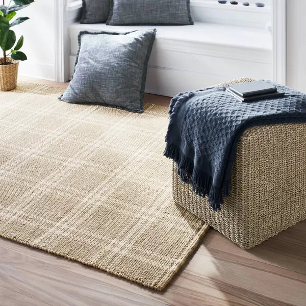 Cottonwood Handwoven Plaid Wool/Cotton Area Rug 5'x7'
