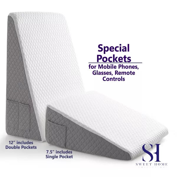 Bed Wedge Pillow with High Density Foam for Versatile Support