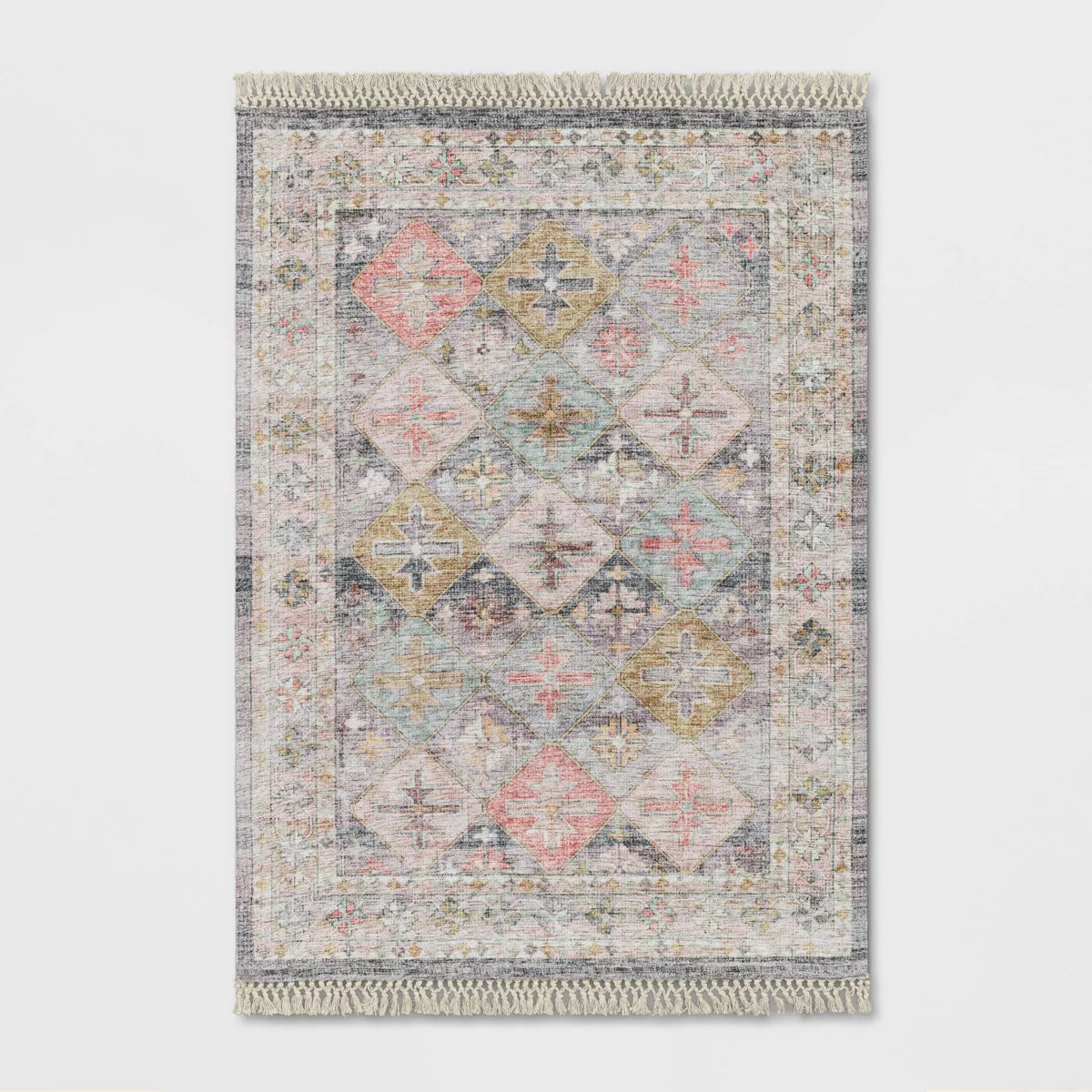 Geometric Printed Tile Persian Rug 5'x7'