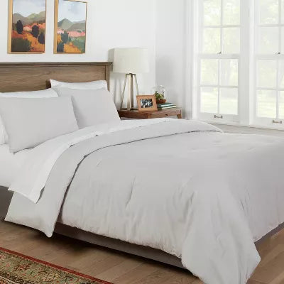 Washed Cotton Sateen Comforter and Sham Set - King