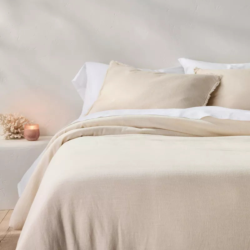 Heavyweight Linen Blend Comforter & Sham Set -Full/Queen