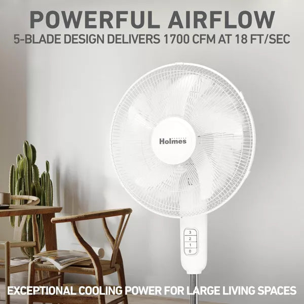 Blade Breeze Manual Stand Oscillating Fan White