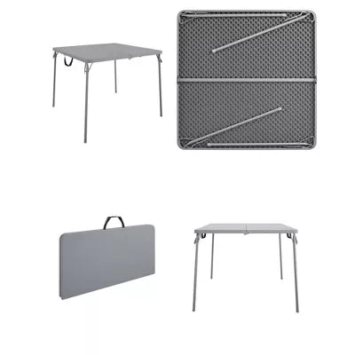 Fold in Half Multi-Purpose Card Table with Handle Gray