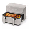 Dual Basket Tri-Zone Air Fryer Gray: Cool Touch Handle, Includes Fry Basket & Crisping Tray