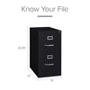 2 Drawer Vertical File Cabinet Black: Steel Frame, No Assembly Required