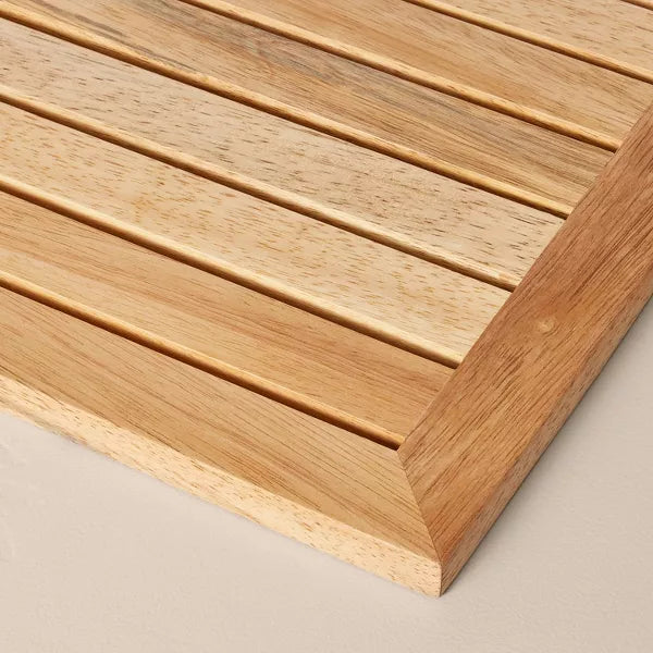 Wooden Slat Bath Mat Natural - Farmhouse Style, Rubber Backed, Machine Made Bath Mat