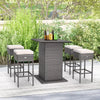 Outdoor Wicker Bar Table with Hidden Storage Shelves Bar