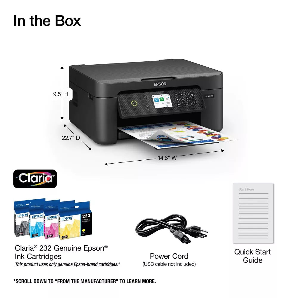 Wireless Color Inkjet All-in-One Printer, Copier, Scanner - Black:  Document Compatible