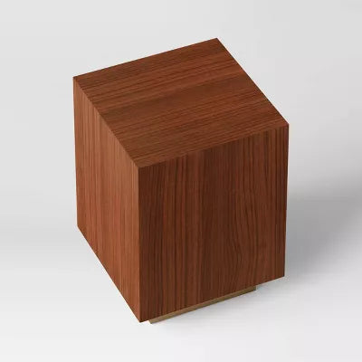 Wood and Metal Plinth Accent Table