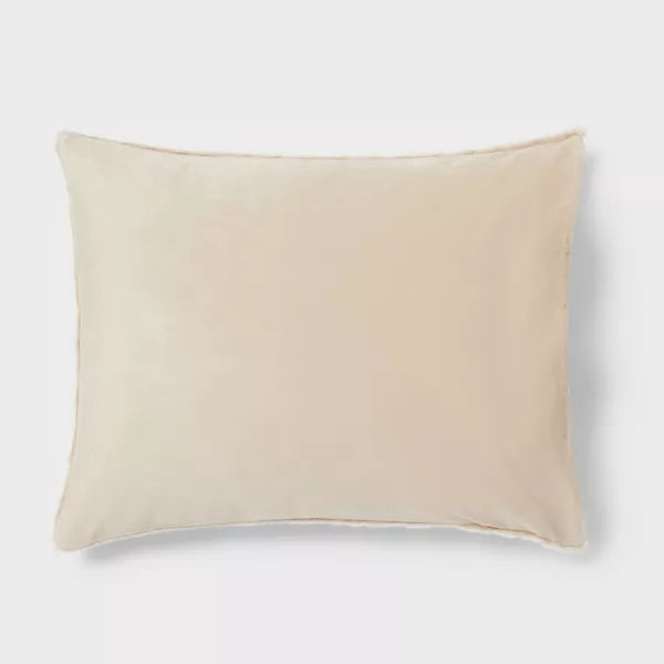Luxe Textured Faux Fur Comforter and Sham Set Khaki - King