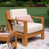 Logan Outdoor Teak Wood Lounge Chair with Sunbrella Vellum Cushion