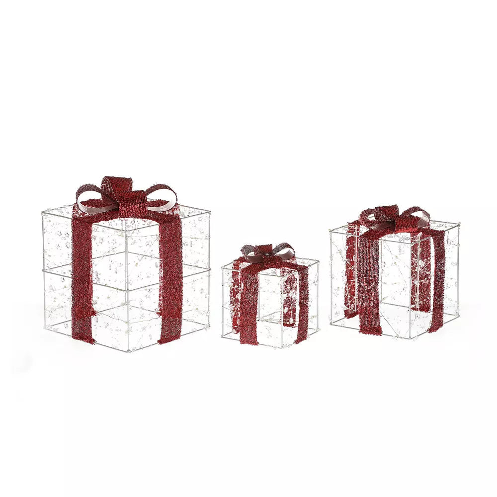 3-Piece Lighted LED Christmas Holiday Presents Decoration, final cut
