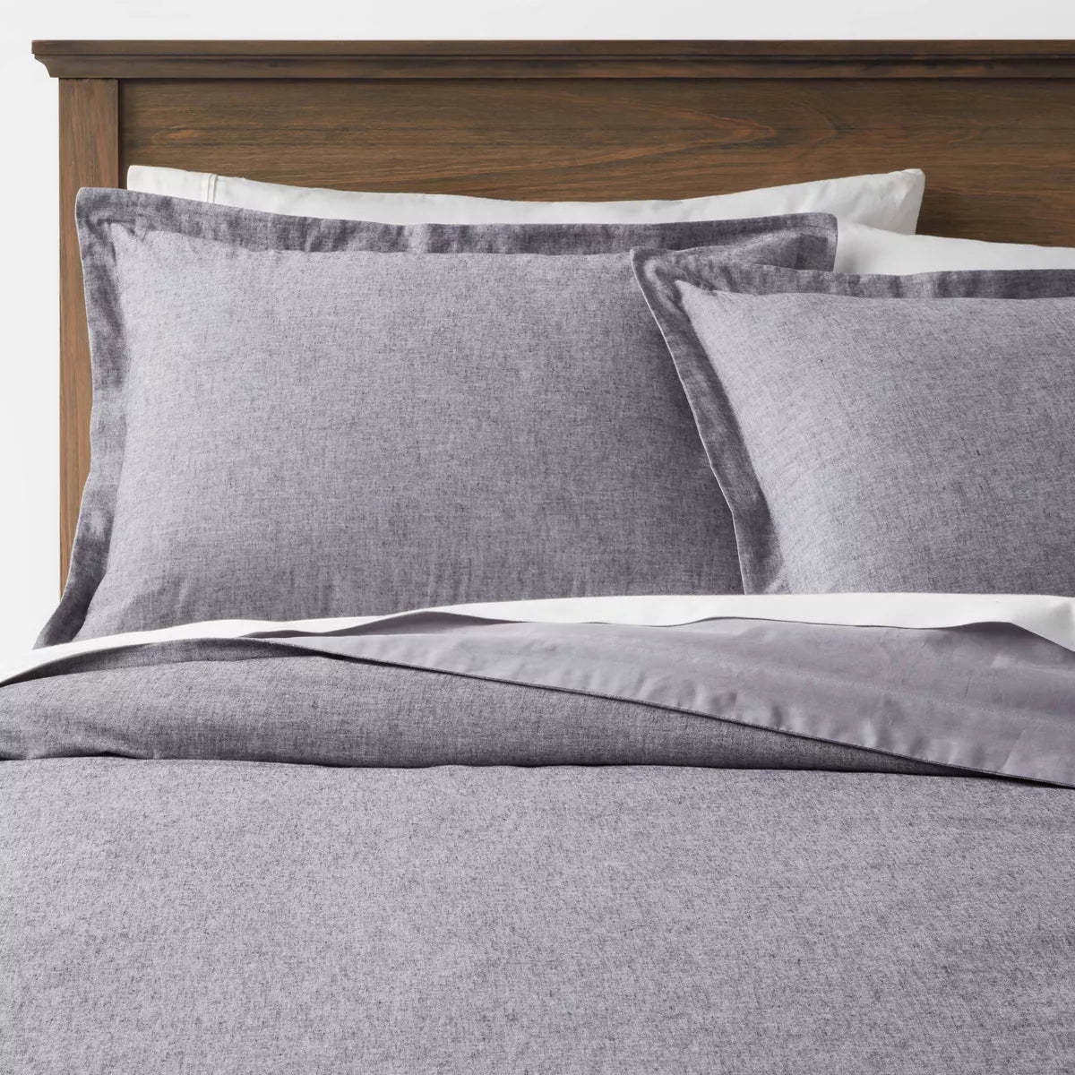 Cotton Linen Chambray Duvet Cover & Sham Set - King