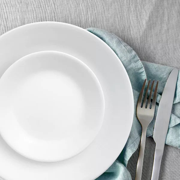 16pc Vitrelle Livingware Dinnerware Set Frost White: Microwave & Dishwasher Safe, Service for 4, Includes Plates & Bowls