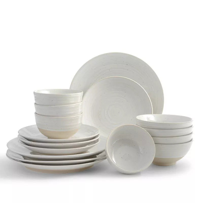 16pc Stoneware Siterra Dinnerware Set White