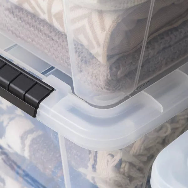 Storage Bin with Lid and Secure Latching Buckles