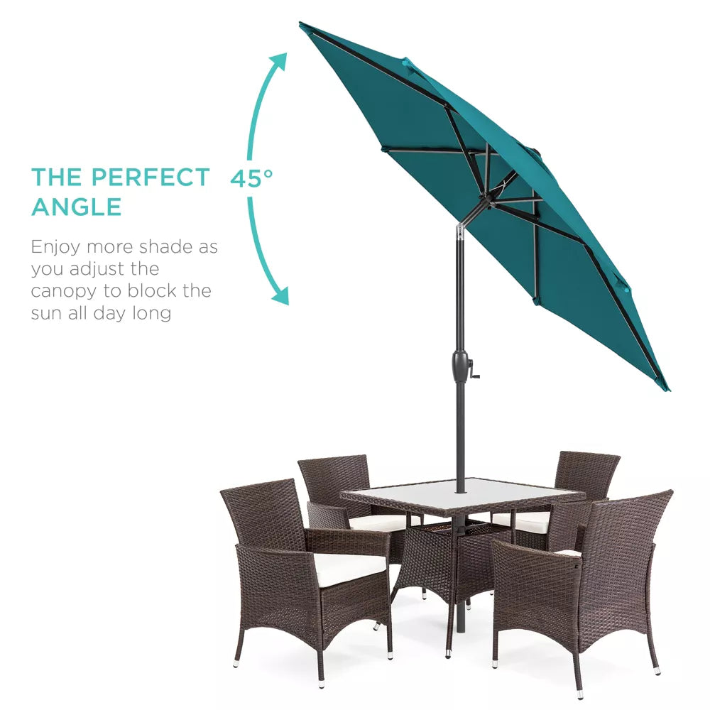Heavy-Duty Outdoor Market Patio Umbrella w/ Push Button Tilt, Easy Crank