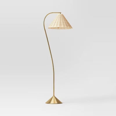 Gooseneck Floor Lamp with Natural Shade