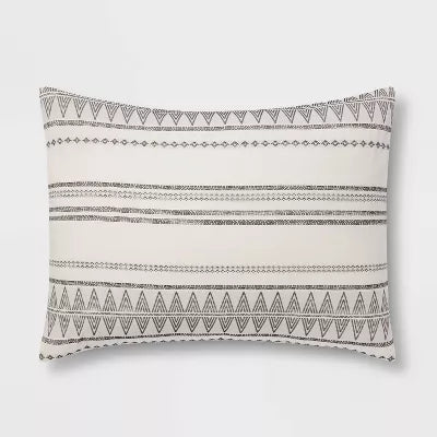 5pc Woven Diamond Stripe Comforter Set Cream/Black - Full/Queen