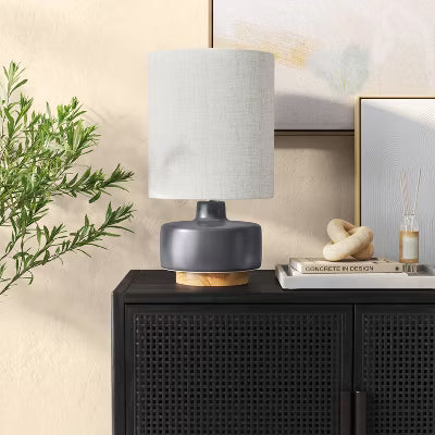 Ceramic Table Lamp with Wood Base ONLY