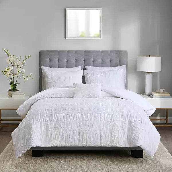 4pc Amari Cotton Seersucker Duvet Cover Set - Full/Queen