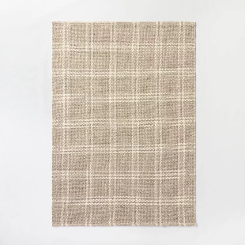 Cottonwood Handwoven Plaid Wool/Cotton Area Rug 5'x7'