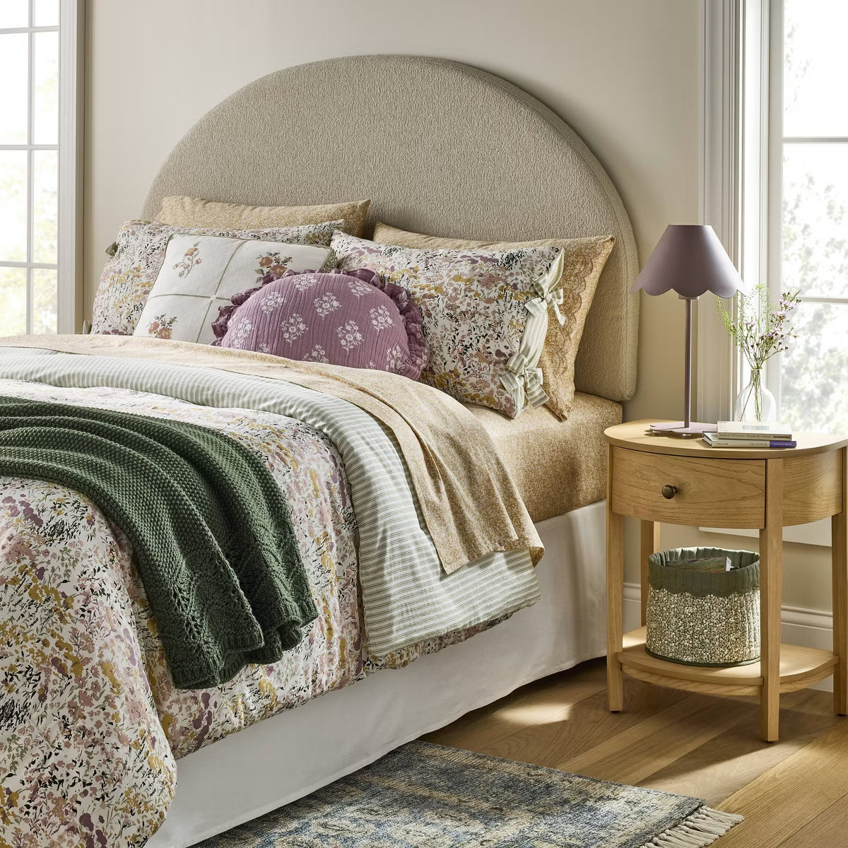Reversible Floral and Stripe Comforter Set Pink/Green - Threshold™ - SHOWROOM ITEM 