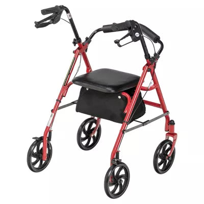 4-Wheel Rollator - Fold-Up Removable Back - Red