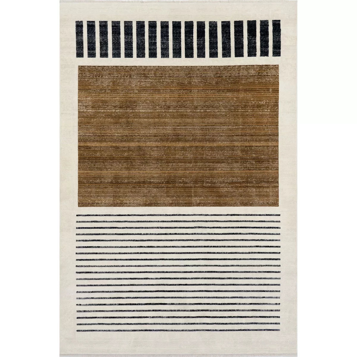 Keeva Modern Striped Fringe Indoor Area Rug 5' x 7' 10"