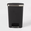 Plastic Locking Lid Step Trash Can Black - Indoor Kitchen Garbage Can, Spot Clean