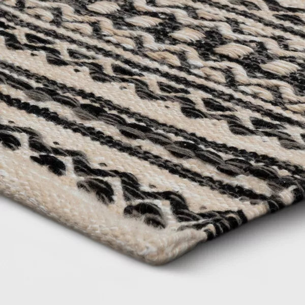 Washable Norwalk Stripe Rug Black/White - 2'x7'