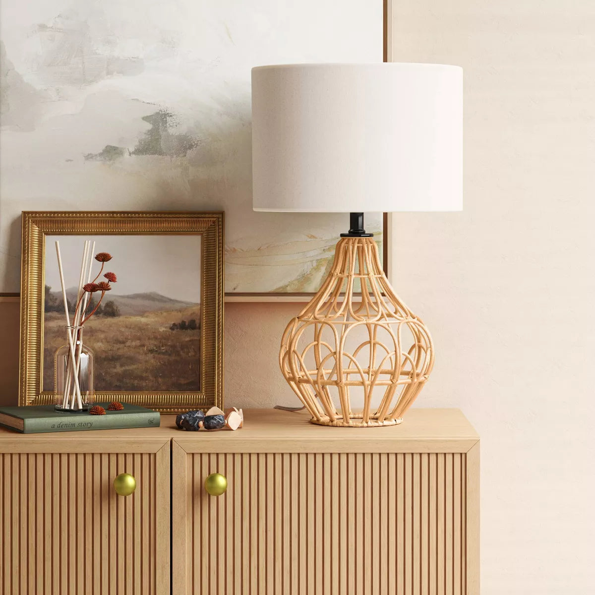 Boho Rattan Table Lamp Brown - Threshold™ - SHOWROOM ITEM