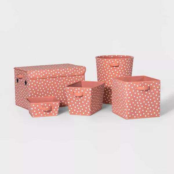 Large Rectangle Dot Kids' Storage Bin Rose Pink