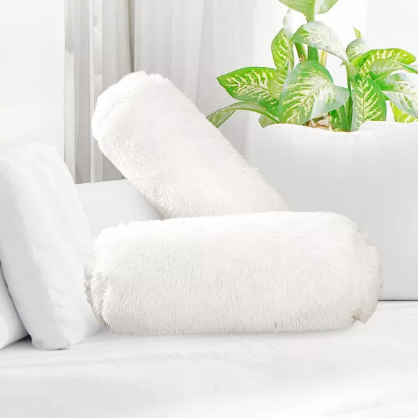 1-Piece Shaggy Long Hair Bolster Pillows
