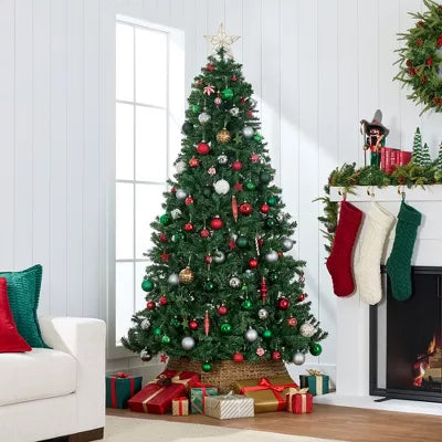 Premium Spruce Artificial Christmas Tree w/ Easy Assembly, Metal Hinges & Foldable Base