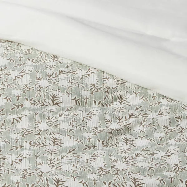 8pc Printed Floral with Border 8pc Comforter Set Green - Queen