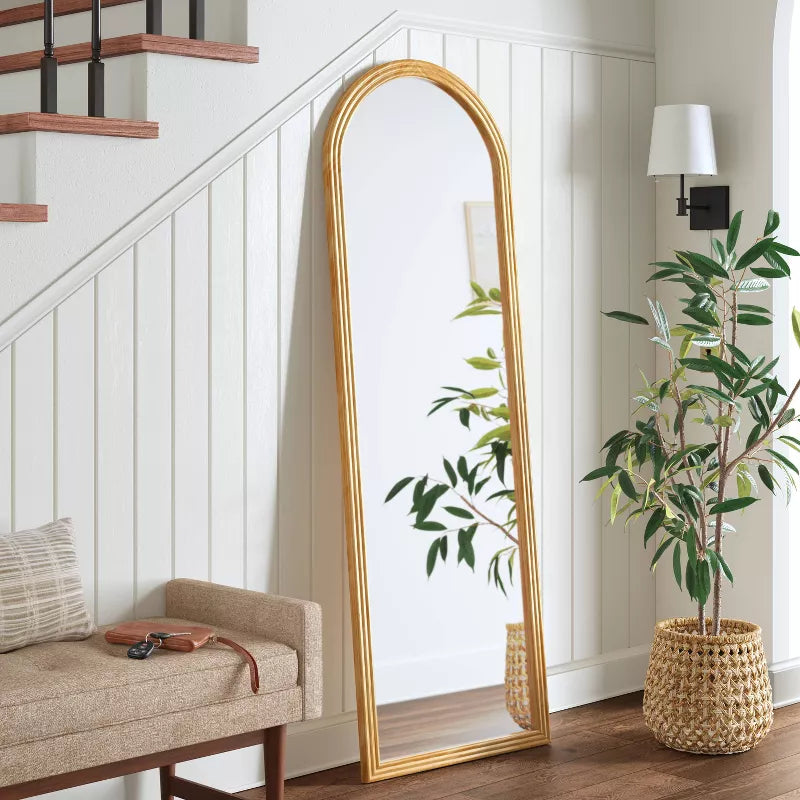 22" x 65" Fluted Arch Floor Mirror Light Natural - Threshold™