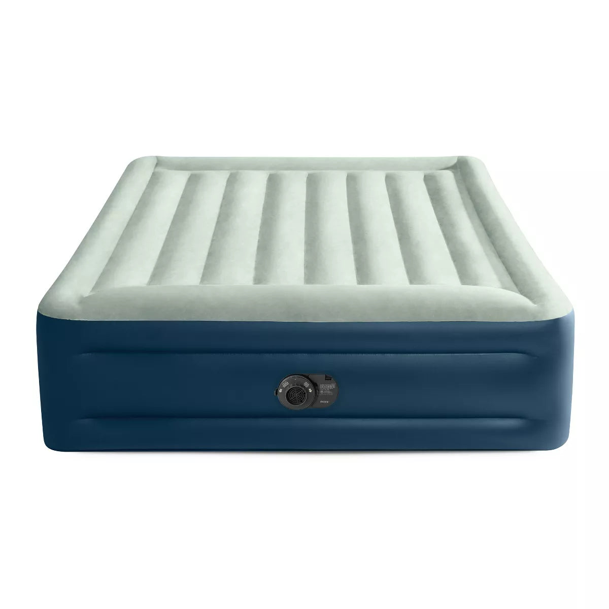 Elevated Pillow Rest Air Mattress with Internal Pump - Off-White/Blue - Queen