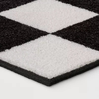 Washable Small Checker Accent Rug Charcoal and Ivory - 4'x5'5"