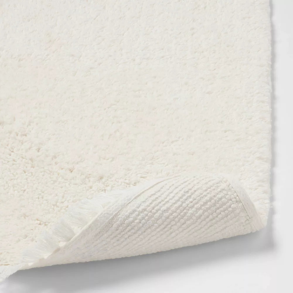 18"x32" Plush Half Moon Bath Rug Cream