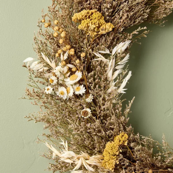 Preserved Spring Grass and Flower Wreath